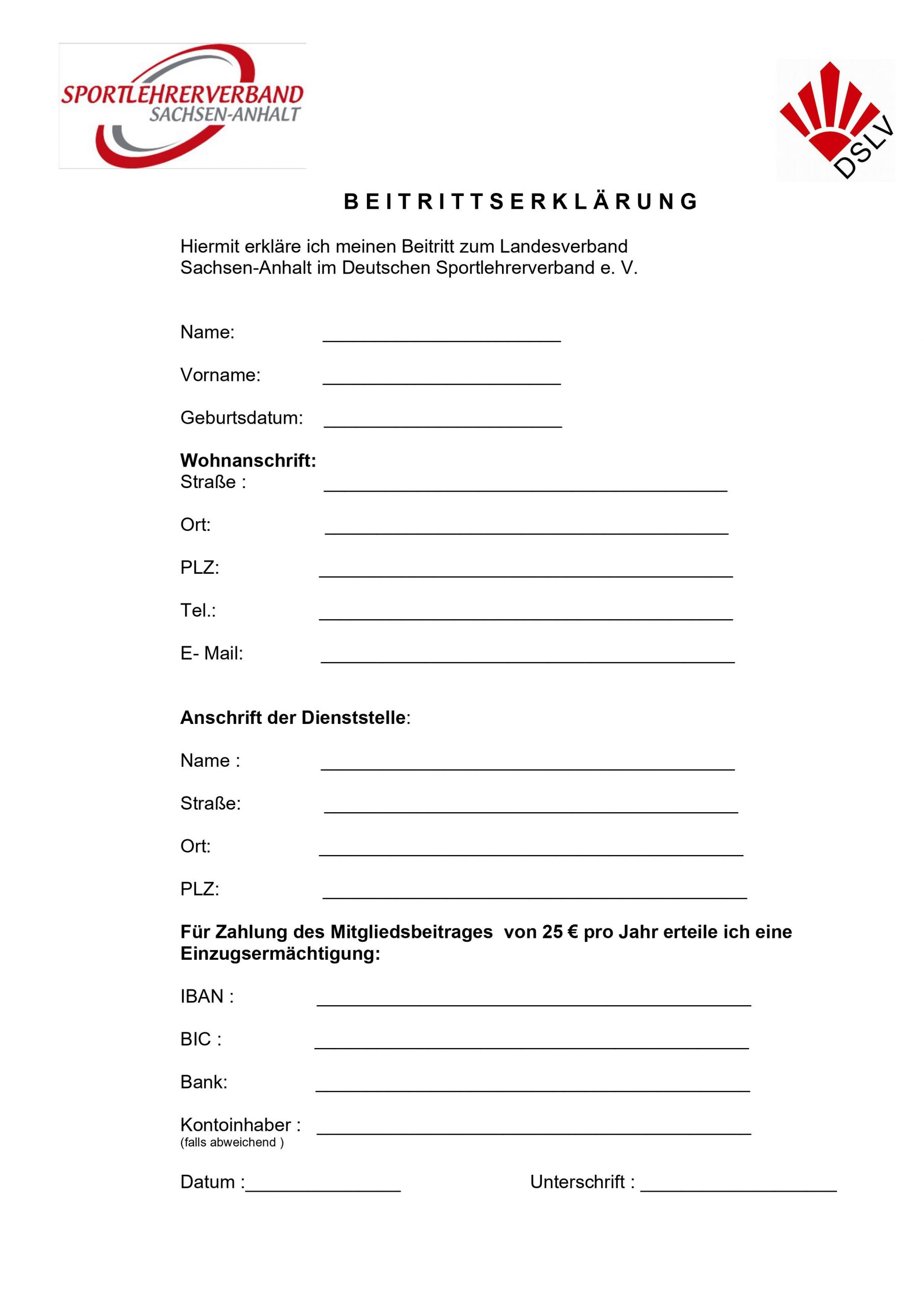 Mitgliedschaftsantrag DSLV Landesverband Hamburg